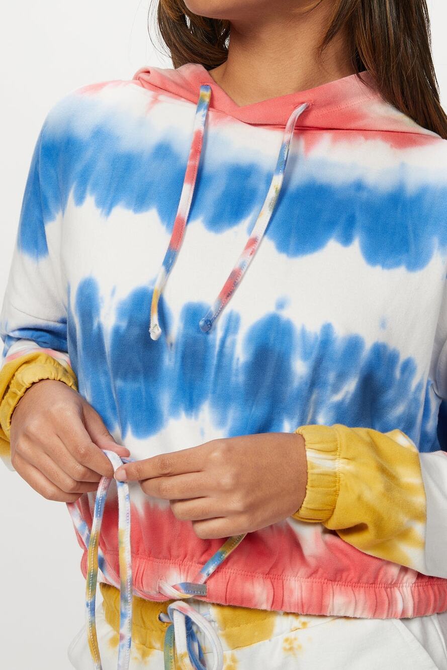 Beach Riot Bryce Hoodie Womens Small Multicolor Tie Dye Cropped Sweatshirt